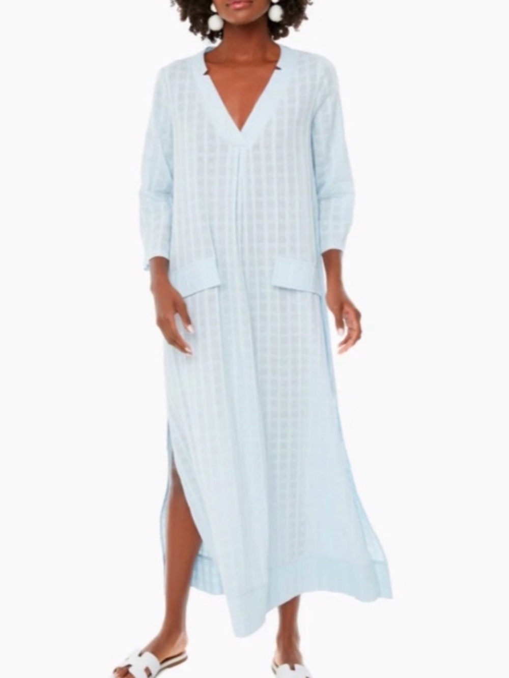 Tuckernuck Pomander Place Carolina Caftan Dress in Light Blue Size XXL
